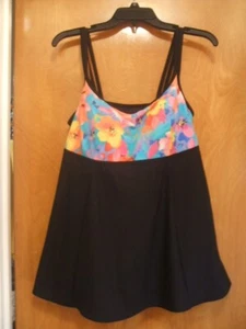 Vestido de baño de una pieza Longitudes para mujer 16W negro floral L1827920W  - Imagen 1 de 19