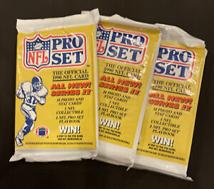 1990 PRO SET NFL FOOTBALL CARD WAX PACKS. LOT OF 3 PACKS SERIES II (LOT199)
