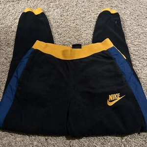 Nike Retro Fleece Windbreaker Joggers Mens Small Black Yellow Blue Pants - Picture 1 of 6