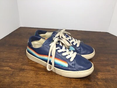 Soludos Rainbow Wave Sneakers Shoes Women's Size 6.5 Blue Multi Leather Chill - Image 1 of 4