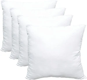 Luxury Pillow Inserts 4 16 X 16Inches Hypoallergenic Ultra Soft White Polyester - Picture 1 of 7
