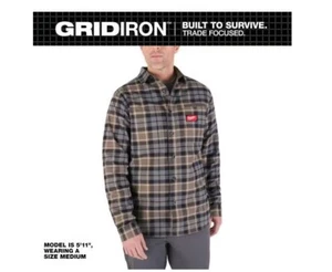 🆕 Milwaukee Men's Gray /Brown X-Large GRIDIRON Flannel Shirt - Picture 1 of 7