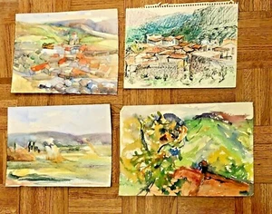 Lotto Vintage Schizzi Artisti Originali Agios Nikolaos Creta Acquerello Inchiostro Disegno - Foto 1 di 6