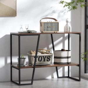 Artiss Console Table 106CM 2-tier Walnut Cora - Picture 1 of 8