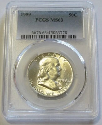 1959 Franklin Half Dollar MS63      xx - Image 1 of 2