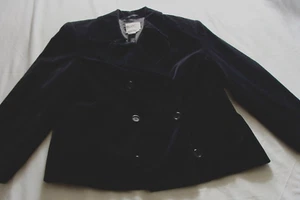 Vintage Black VELVET 3/4 Sleeve Double Breasted COAT Sz 6 by C&W-Romantic - Goth - Picture 1 of 7