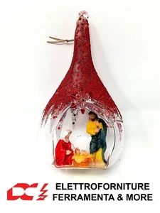 Decorazione Natalizia Vetro PRESEPE 15 cm Natale Albero Palla Realizzato a Mano - Imagen 1 de 3
