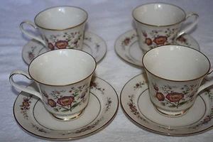 NORITAKE IVORY CHINA "ASIAN SONG" JAPAN (4) CUPS AND SAUCERS SETS - Picture 1 of 6