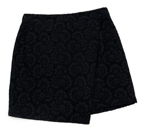 Madewell Skirt Womens 8 Black Lace Panel Wrap Asymmetric Zip Casual  - Picture 1 of 10