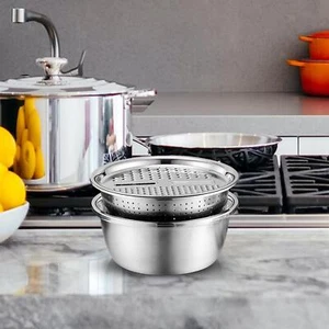 3PCS Kitchen Graters Colanders Stainless Steel Multi-Function Cheese Grater with - Picture 1 of 13