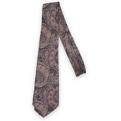 Corbata de Colección Gianni Versace Paisley Cuello Lavanda Dorado 100% Seda Hecha en Italia 55 pulgadas Foto 1 de 4
