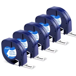 5PK Dymo Letratag Recarga 91331 Cinta de Etiqueta de Plástico Blanco 12mm 1/2" LT-100H 200B - Imagen 1 de 8