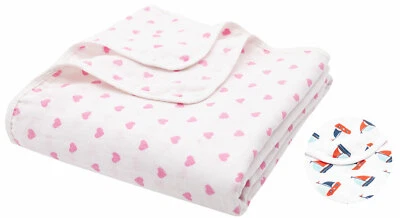 ZOLLNER Baby Wickeldecke 2-lagig, 100% Baumwolle Musselin 120x120 cm 125g/qm