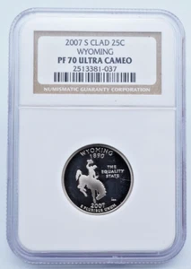 2007-S Clad NGC PF70 ULTRA CAMEO Wyoming State Quarter - C2216 - Picture 1 of 7