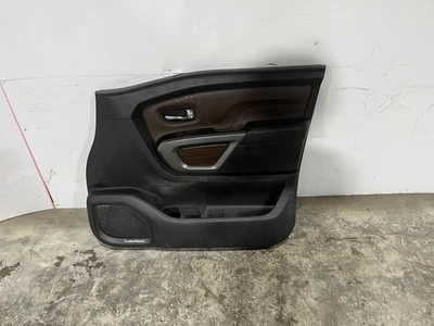 2017-2018 Nissan Titan Black/Brown Leather Right Front Door Panel Trim Color: P - Image 1 of 4