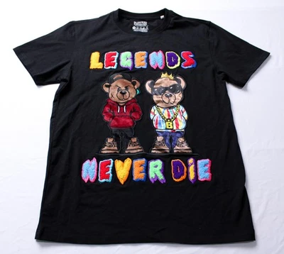 Bleeker & Mercer Unisex Adult's Legends Never Die Bear Tee EJ3 Black Small - Image 1 of 4
