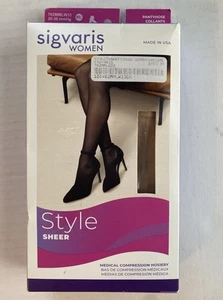 NEW Sealed Sigvaris 782MML Sheer 20-30mmHg Women ML Pantyhose Varicose Veins Tan - Picture 1 of 9