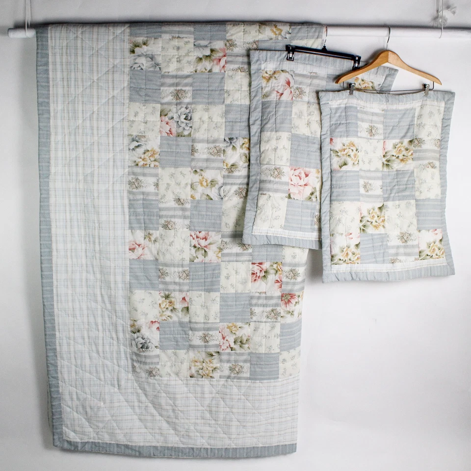 Sunham Home Fashions Floral 85" Square Quilt & 2 Shams 20" x 26" Matching - Image 1 of 4