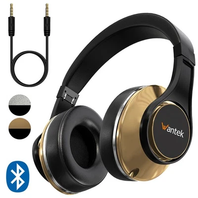 Wantek Over-Ear Headphones Wireless with 3.5mm Foldable Hi-Fi Bluetooth Headphones - Image 1 of 4
