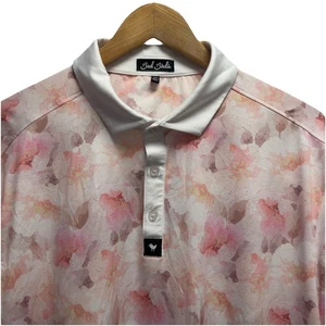Bad Birdie Herren 2XL rosa Bungalow Blumen Blumen Performance Golf Polo Shirt euc - Bild 1 von 5