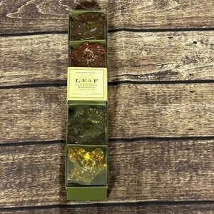 4 Williams Sonoma Woodland Autumn Leaves Tiny Tapers Glass Candle Holders - Picture 1 of 4