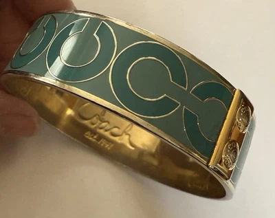 COACH turquoise enamel logo Bangle Bracelet - Image 1 of 2