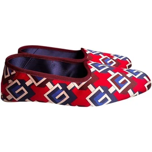 Gucci Red Satin Voyage Geometric G Print Slipper Schuhe, US8 UVP: 570 $ - Bild 1 von 20