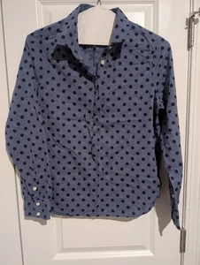 J CREW Bluse blau gepunktet geknöpft M - Bild 1 von 5