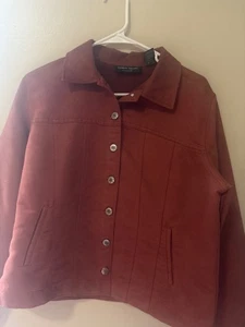 Lemon Grass Damen Vegane Wildleder Jacke Gr. M Western Boho Rost Button Down - Bild 1 von 10