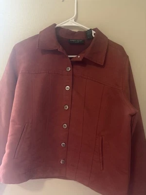 Chaqueta de gamuza vegana Lemon Grass para mujer talla M Western Boho oxidada con botones Foto 1 de 4