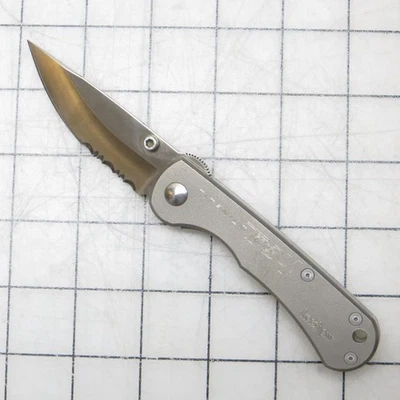 Kershaw Starkey Ridge Titanium Ti ATS34 1410ST Oregon USA Serrated Folding Knife - Image 1 of 4