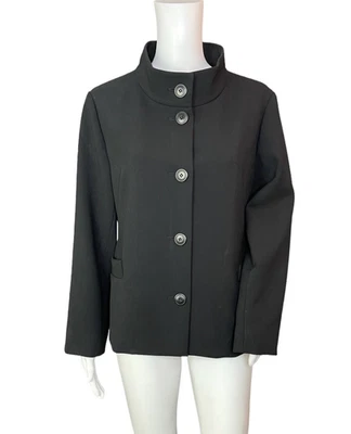 Chaqueta Blazer Isda & Co Mujer M Negra Cuello Soporte Botón Forrado Frontal Foto 1 de 4