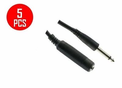 5 Lot 6Ft Mono Extension 1/4" 6.35mm Male to Female Guitar PA Instrument Cable - Image 1 of 2