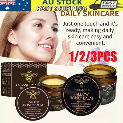 1/3PCS Organic Grass Fed Beef Tallow Care Moisturizing Cream Balm with Raw Honey - image 1 of 4