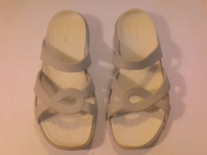 CROCS Women's Size 8 Patricia Wedge Comfort Slide Sandal Gray/White - Picture 1 of 4