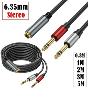 6,35 mm 1/4" Stereo TRS Buchse auf Dual 6,35 mm TS Stecker Splitter Stereo Audiokabel - Bild 1 von 9