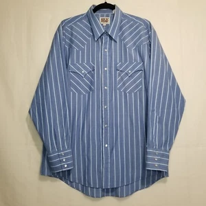 Ely Cattleman Western Pearl Snap Front Shirt Blau Gr. XL? 17 x 34 gestreift MÄNGEL - Bild 1 von 12