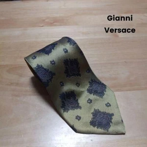 GIANNI VERSACE Rare tie Gold Paisley pattern silk Italy K2258 - Picture 1 of 24