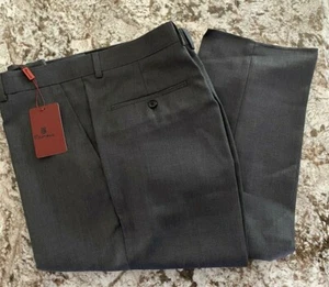 Renoir Men's 100% Lt Weight Wool -Dk Grey Flat Front Dress Pants Size 36-52 - Picture 1 of 5