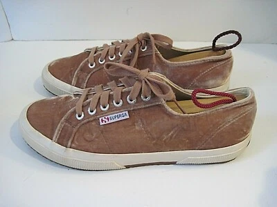 Superga кроссовки тренажеры туфли розовый бархат женщин 9,5, мужской 8 отличном - Изображение 1 из 4