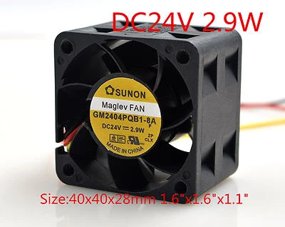 SUNON Cooling Fan GM2404PQB1-8A 24V 3.9W 4028 4CM 40X40X28mm 1.6"x1.6"x1.12" - Image 1 of 3