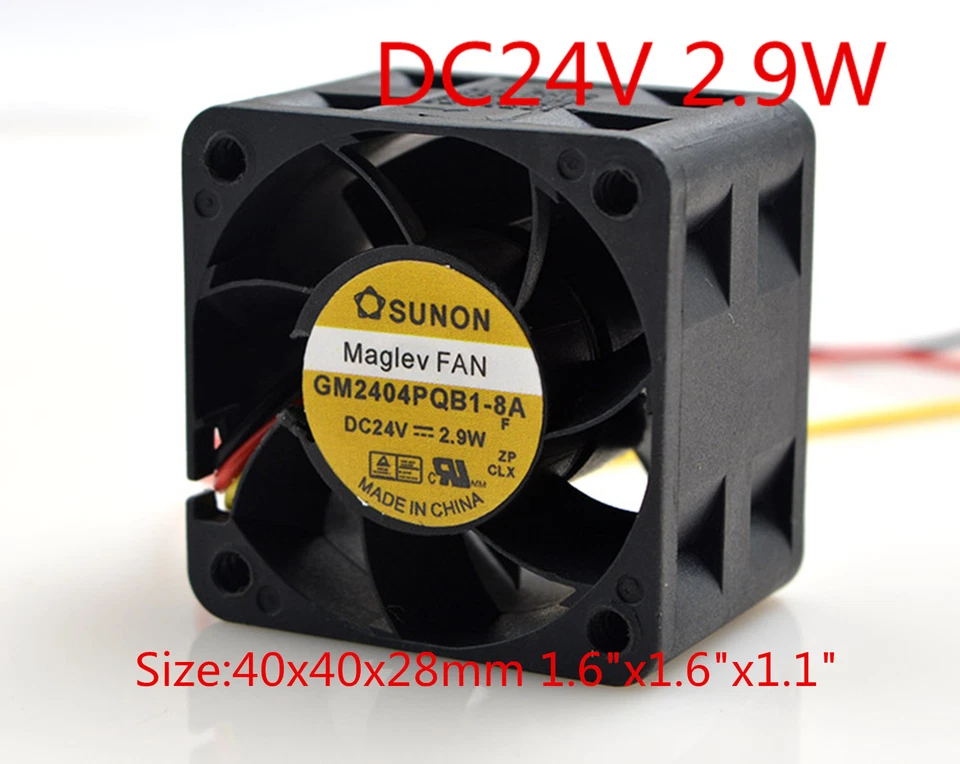 SUNON Cooling Fan GM2404PQB1-8A 24V 3.9W 4028 4CM 40X40X28mm 1.6"x1.6"x1.12" - Image 1 of 3