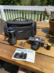 Minolta XD-11 35mm Film Camera With 2 Lens Case Owners Manual + Thermometer NICE - Picture 1 of 22