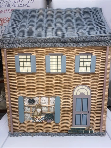 Hamper Toy Storage House WOVEN WICKER LAUNDRY BASKET 23” Cover