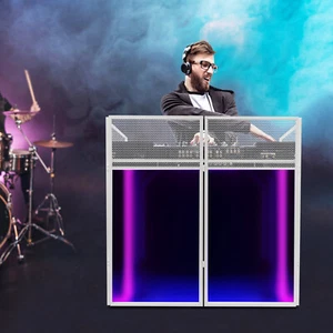 Cabina Eventi DJ Portatile Facciata Pieghevole Controller Stand Espositore DJ Bianco! - Foto 1 di 16