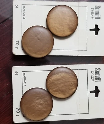 4 Vintage NEW Old Stock Round Polished Wooden Look Shank 1 1/8" Buttons Holland - Image 1 of 4