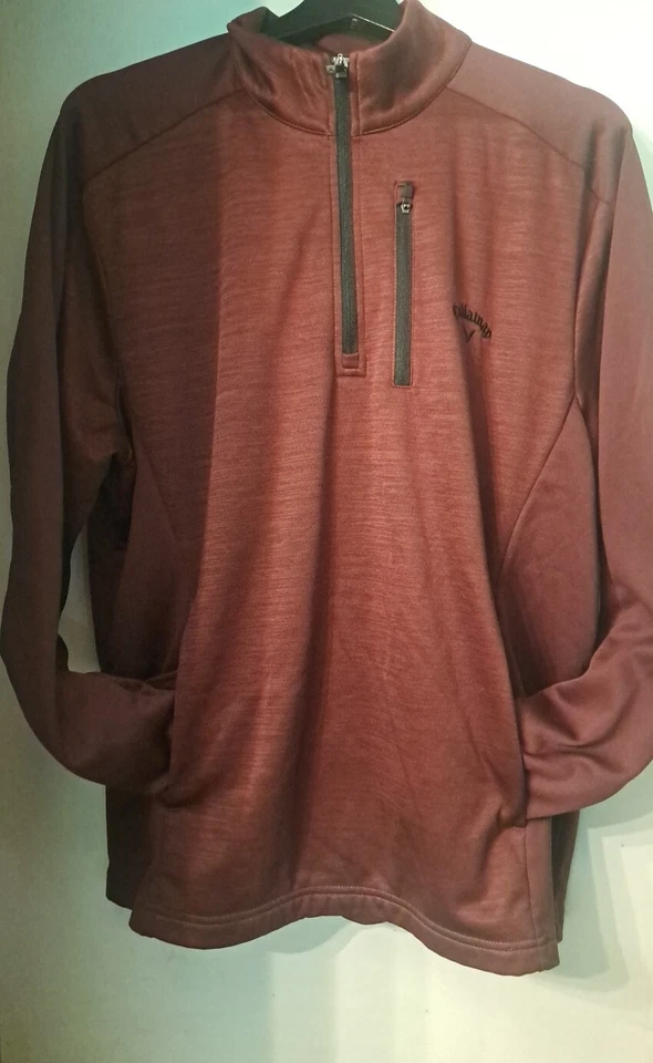 Camisa de golf Callaway para hombre M mediana 1/4 cremallera pulóver UPF 50 borgoña/negra Foto 1 de 4