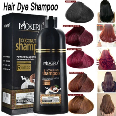 500ML Mokeru Natural Permanent Instant Hair Dye Color Shampoo Argan Essence Oil - image 1 of 4