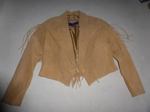 VINTAGE CRIPPLE CREEK LEATHER TAN FRINGE JACKET SIZE XL WESTERN SUEDE TASSEL - Bild 1 von 8