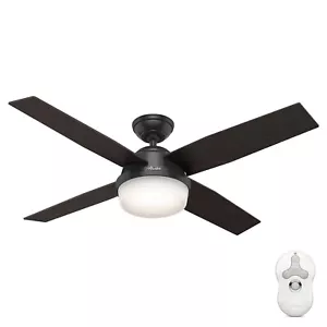 Hunter Fan 52 in Contemporary Matte Black Ceiling Fan with Light Kit and Remote - Picture 1 of 8